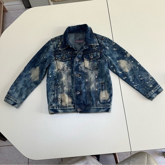 ❤️ LION DYNASTY GIRLS the dye denim jean jacket size medium - Picture 3 of 5